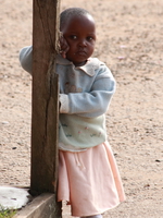 peeking girl Bugala Island, Bukoba, East Africa, Uganda, Tanzania, Africa