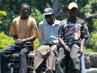 three good friends Kisumu, East Africa, Kenya, Africa