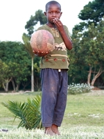 soccer pose Kampala, Enteppe, Bugala Island, East Africa, Uganda, Africa