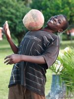 view--soccer demo Kampala, Enteppe, Bugala Island, East Africa, Uganda, Africa