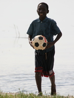 retrieve the ball Bugala Island, East Africa, Uganda, Africa