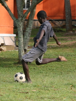 chasing the ball Bugala Island, East Africa, Uganda, Africa