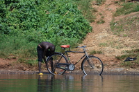 bicycle wash Jinja, East Africa, Uganda, Africa