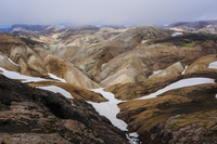 Hrafntinnusker snow mountain South,  Iceland, Europe