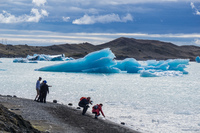 Jokulsarlon Glacier ice photographer Snafellsjokull,  East,  Iceland, Europe