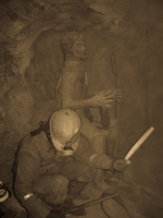 miner with live dynamite Potosi, Potosi Department, Bolivia, South America