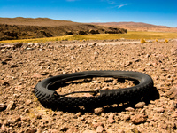 dead bicycle tire San Antonio, Potosi Department, Bolivia, South America