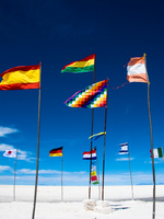 flags in salt museum Salar de Uyuni, Potosi Department, Bolivia, South America
