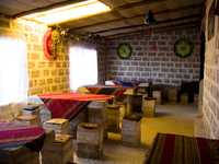 hotel--salt hotel dining room Laguna Colorado, Potosi Department, Bolivia, South America