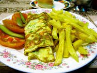food--vegetarian omelet at hawaii restaurant santa Santa Cruz, Santa Cruz Department, Bolivia, South America