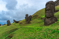 Rano Raraku Moais Isla de Pascua,  Región de Valparaíso,  Chile, South America