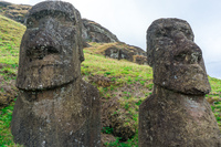 Two Rano Raraku Moais Isla de Pascua,  Región de Valparaíso,  Chile, South America