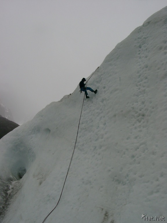 fernando climbing down the ice wall
